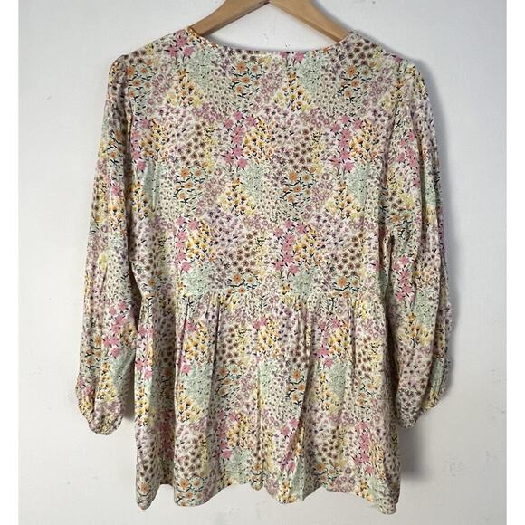 Savannah Jane Blouse Women’s Sz M Multicolored Floral Embroidered Top Boho - Picture 2 of 8